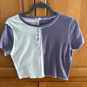 NWT; GARAGE Purple and White Short Sleeve Tee